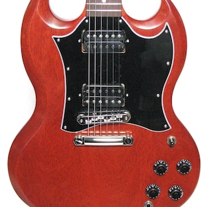Cherry Red SG Style E-Gitarre • Zwei Humbucker, Hartschalenkoffer