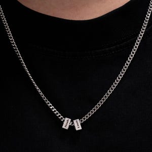 Collar de cubo con nombre personalizado / Collar con nombre en bloque personalizado / Cadena cubana de acero inoxidable / Regalo unisex para él y ella