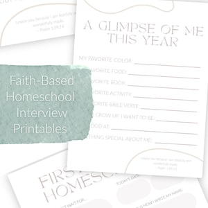 Homeschool First Day of School & About Me Printable | Christian Faith-Based Interview Pages for Kids | Back to School PDF Keepsake