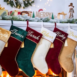 Personalized Velvet Christmas Stockings Custom Family Stockings with Name Monogrammed Stocking Holiday Decorations 2025 Christmas Gift