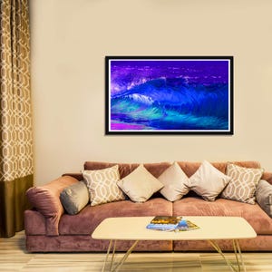 Abstract ocean waves painting energetic waves living room wall art positive vibes bedroom wall art kitchen decor blue waves kids room art