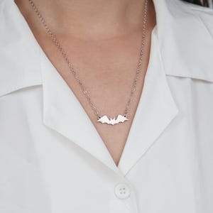 Tiny Silver or Gold Bat Necklace, Halloween Gold Bat Necklace, Minimalist Gothic Halloween Jewelry for Women, Gift for Her, Halloween Gifts