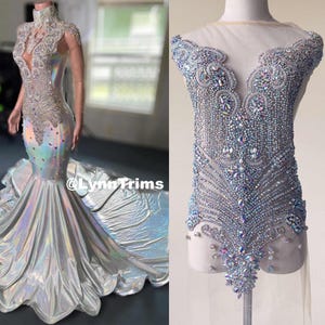 Sparkle AB kristal kralen lijfje strass appliqué naaien kristallen lijfje avondjurk patch Gala bruiloft panelen