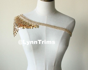 Mermaid Gold Fish single Scales Shoulder Chains Layers Scale Chainmail Scale Shoulder warrior Jewelry Shoulder Pauldron Burning Man Festival