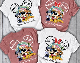 Camisetas personalizadas de vacaciones familiares de Disney, camisetas de viaje familiar de Disney 2026, camisetas a juego de Disney, camisetas de viaje de cumpleaños de Disney, camiseta de viaje de Disney