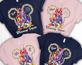 Camisetas de aniversário da Disney, Camisetas de aniversário da Disney para meninas, Camisetas de aniversário da Disney para meninos, Camisetas para o grupo de amigos que vai comemorar aniversário na Disney, Camisetas para viagem de aniversário à Disney
