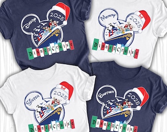 Disney Cruise Weihnachten Familienhemden 2025, Benutzerdefinierte Disney Weihnachtshemden, Disney Cruise Weihnachten Familienhemden, Disney Weihnachten Name T-Shirt
