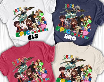 Camisetas personalizadas de Epic Universe 2026, camisetas familiares de Epic Universe, camisetas con nombre de Epic Universe, camisetas de equipo de Epic Universe, camisetas de tripulación de Epic Universe