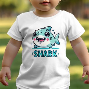 T-shirt requin dessin animé mignon, t-shirt graphique animal drôle, chemise amoureux de l'océan, haut requin mignon pour enfants, t-shirt lunatique vie marine, t-shirt requin aqua