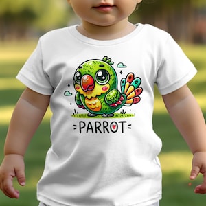 Bonita camiseta con dibujo de loro para amantes de las aves, adorable camiseta con dibujo de loro, divertido diseño de animal, colorida camiseta con dibujo de loro, bonito regalo