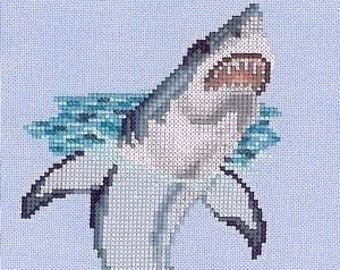Great White Shark Time To Eat cross stitch chart