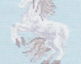 Rearing Unicorn counted cross-stitch chart