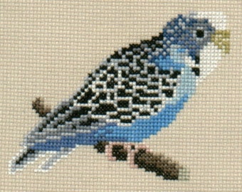 Blue Budgie counted cross-stitch design