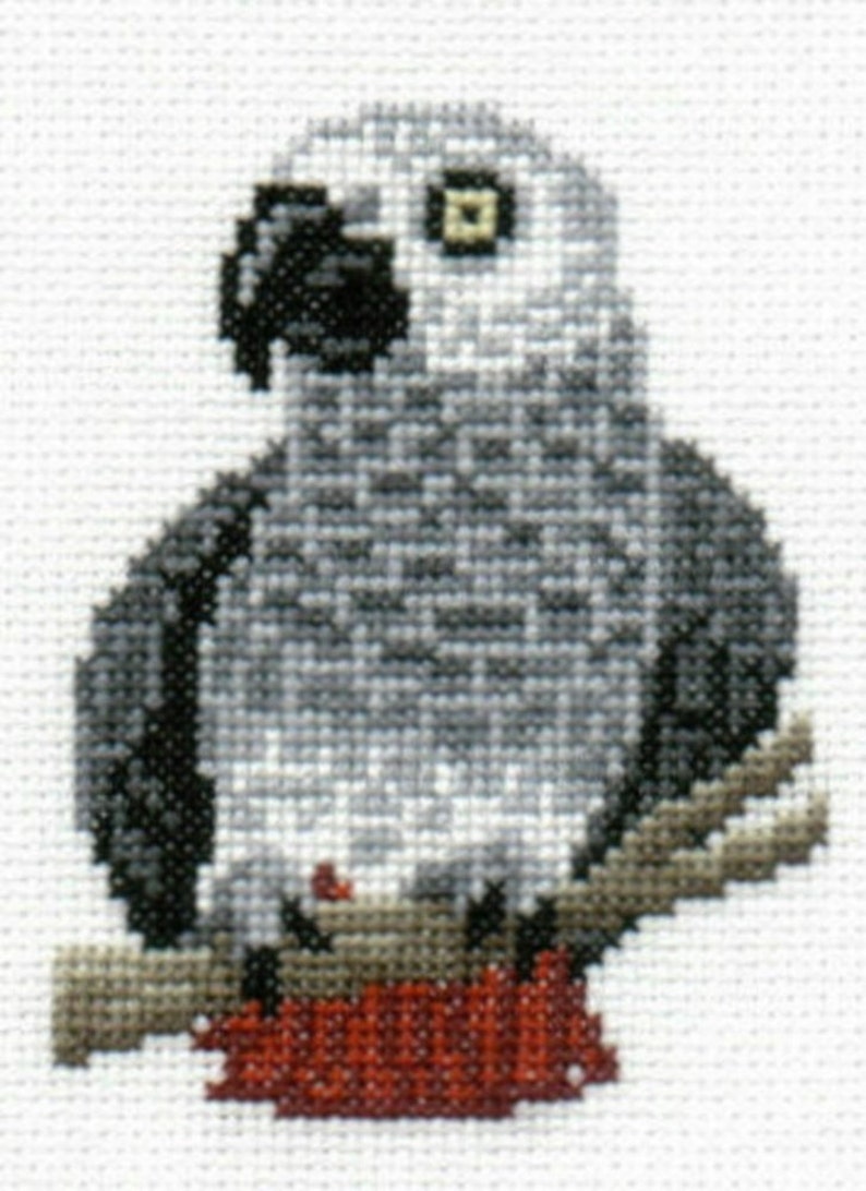 African Grey Parrot counted cross-stitch chart image 1