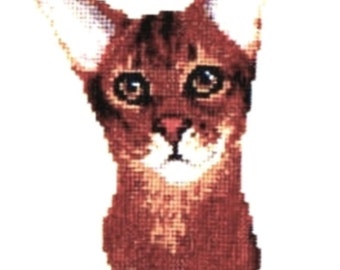 Abyssinian Cat counted cross-stitch chart