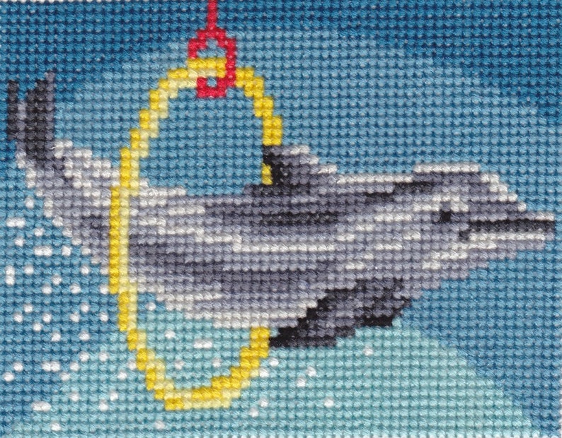 Dolphin Through Hoop counted cross-stitch chart image 1