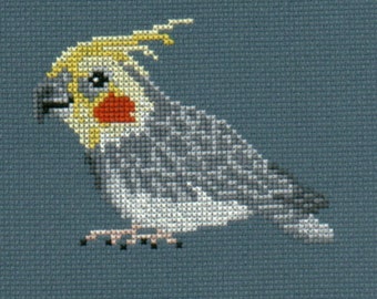 Cockatiel counted cross-stitch chart