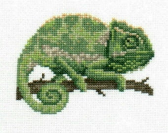 Chameleon counted cross-stitch chart