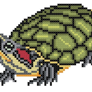 Red Eared Slider cross stitch chart
