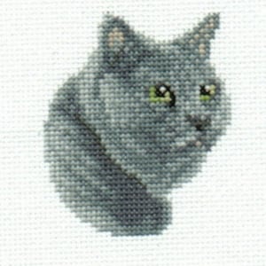 Grille point de croix chat bleu russe