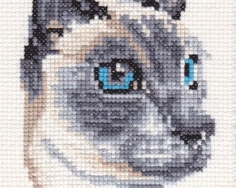 Siamese Cat (Blue Point) Cross Stitch Chart