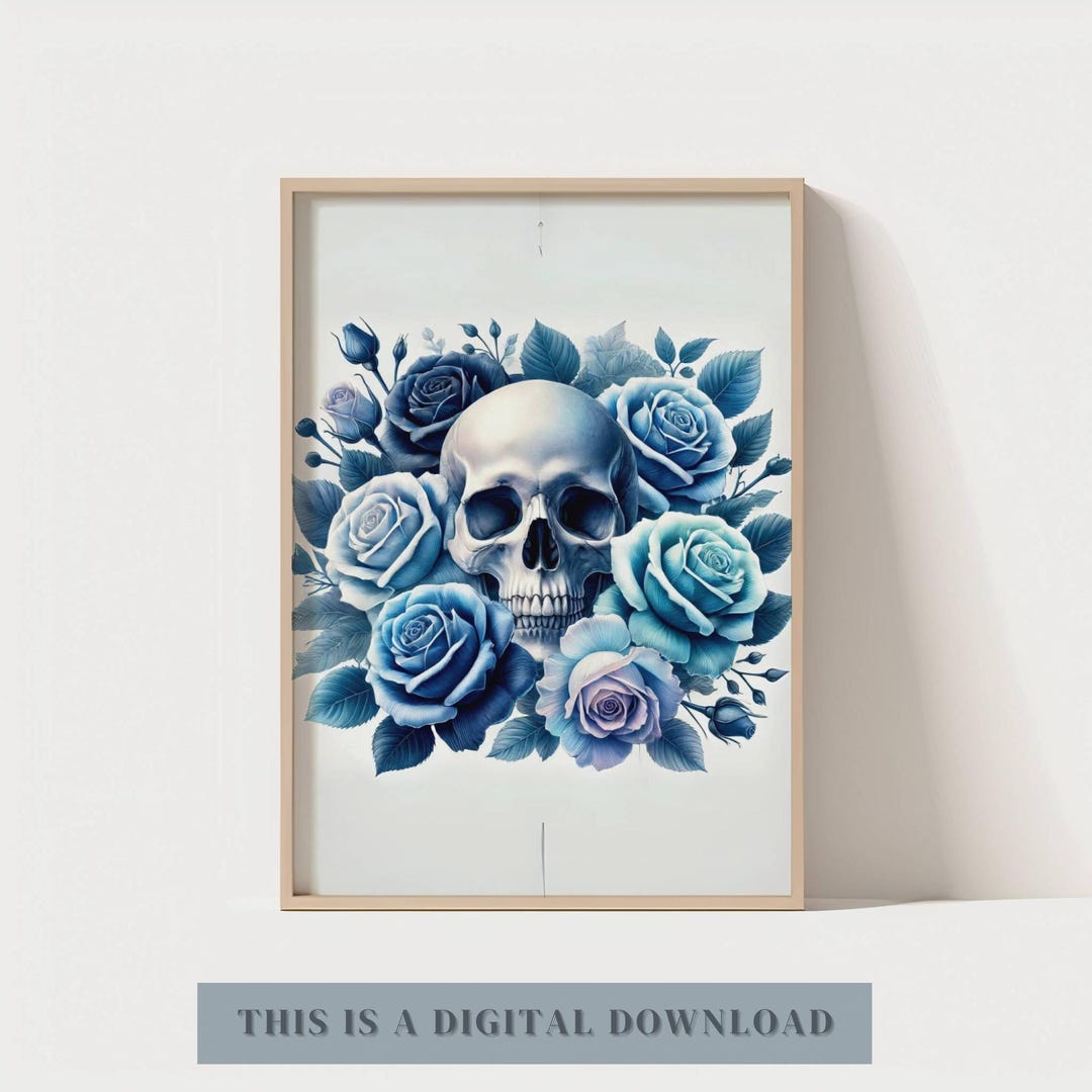 gothic-skull-roses-art-print-dark-floral-decor-digital-download-etsy
