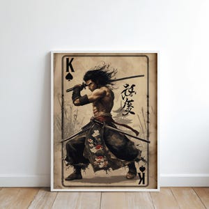 Gothic Samurai King of Spades Art Print: Japandi Anime Poster (Digital Download)
