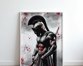 Goth Spartan Warrior Print: Edgy Skull Art (Digital Download)