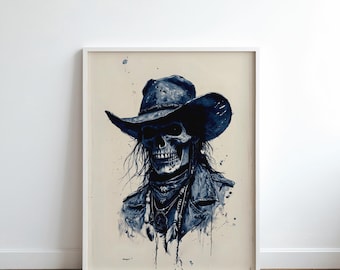 Gothic Cowboy Skull Wall Art: Edgy Western Decor (Digital Download)