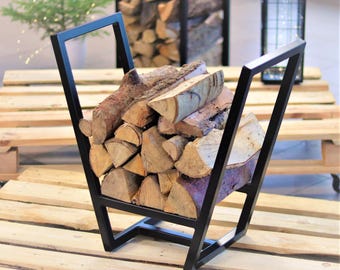 Firewood Rack V-Shaped Metal Modern Indoor/Outdoor Log Holder