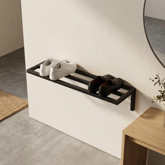 Schuhregal aus Metall für die Wand – Moderner Schuhorganizer für Eingangsbereich und Kleiderschrank. Individuelle Größen und Farben erhältlich