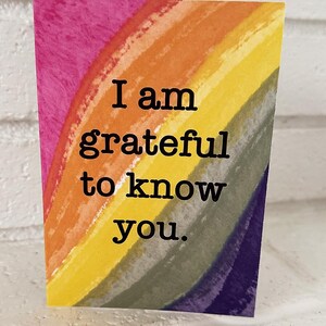 Estoy agradecido de conocerte / Tarjeta de felicitación para tu persona favorita / Sentimiento reflexivo, pensando en ti, gratitud