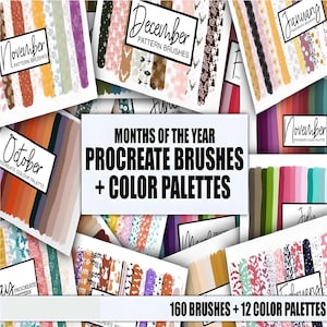 160 Procreate Brushes & Color Palettes | Textures, Stamps, Tattoo, Glasses, and Coloring Brushset for iPad