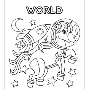 Hojas para colorear de otro mundo en estilo de dibujos animados en escala de grises, 23 páginas