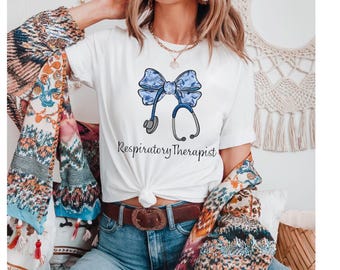 Comfort Color Respiratory Therapist, RT Stethoscope Bow Sweater, Respiratory Therapist Gifts, RT Coquette Sweater, Gift for RT