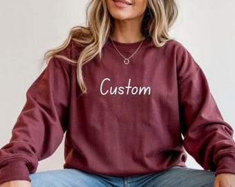 Custom Script Sweatshirt Personalized Handwritten Text Crewneck Unisex Minimalist Cozy Fall Winter Gift Custom Anything Top