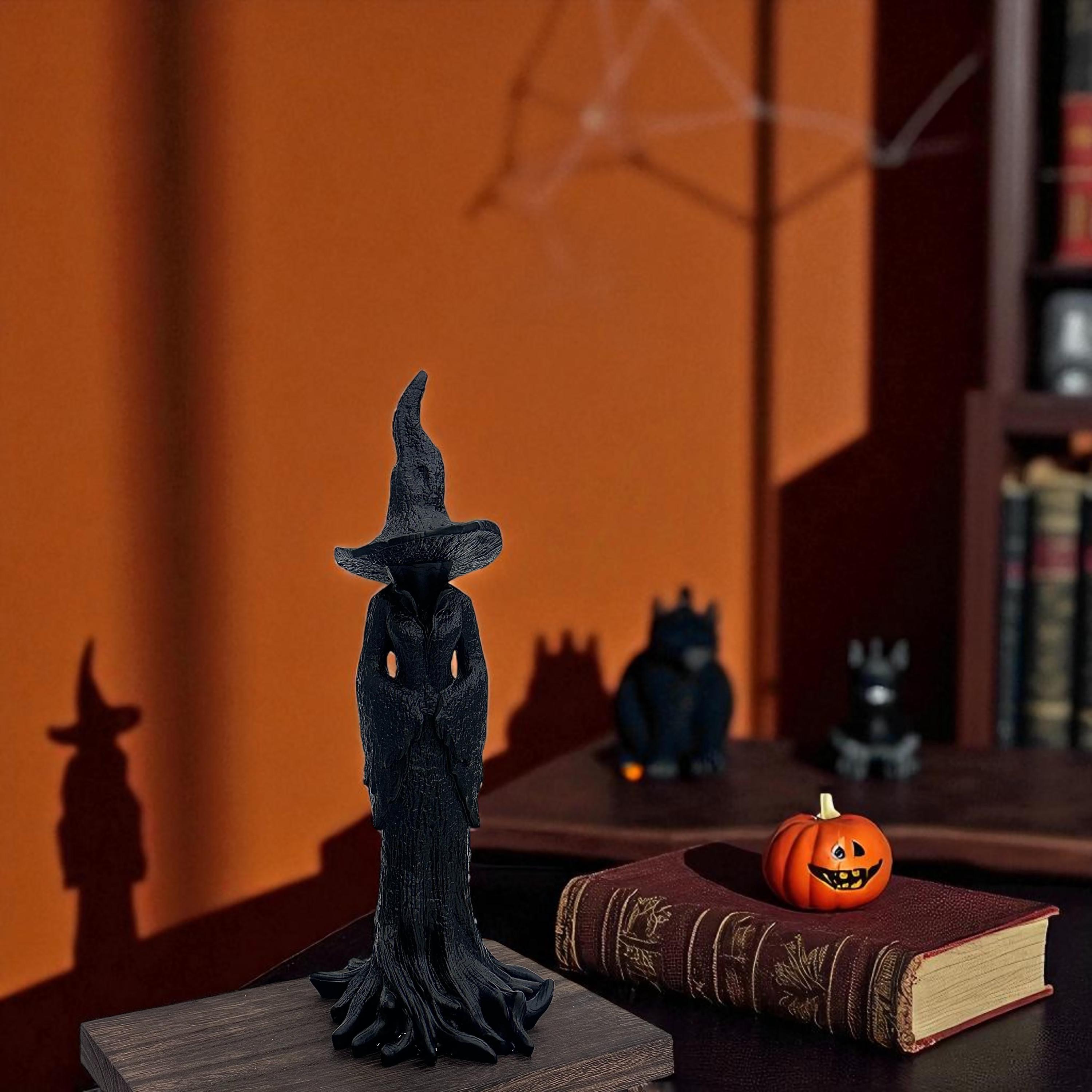 Cracker Barrel Witch Statue | Halloween Black Witch Figurine | Retro Magician Dark Fantasy Decor | Halloween Gift