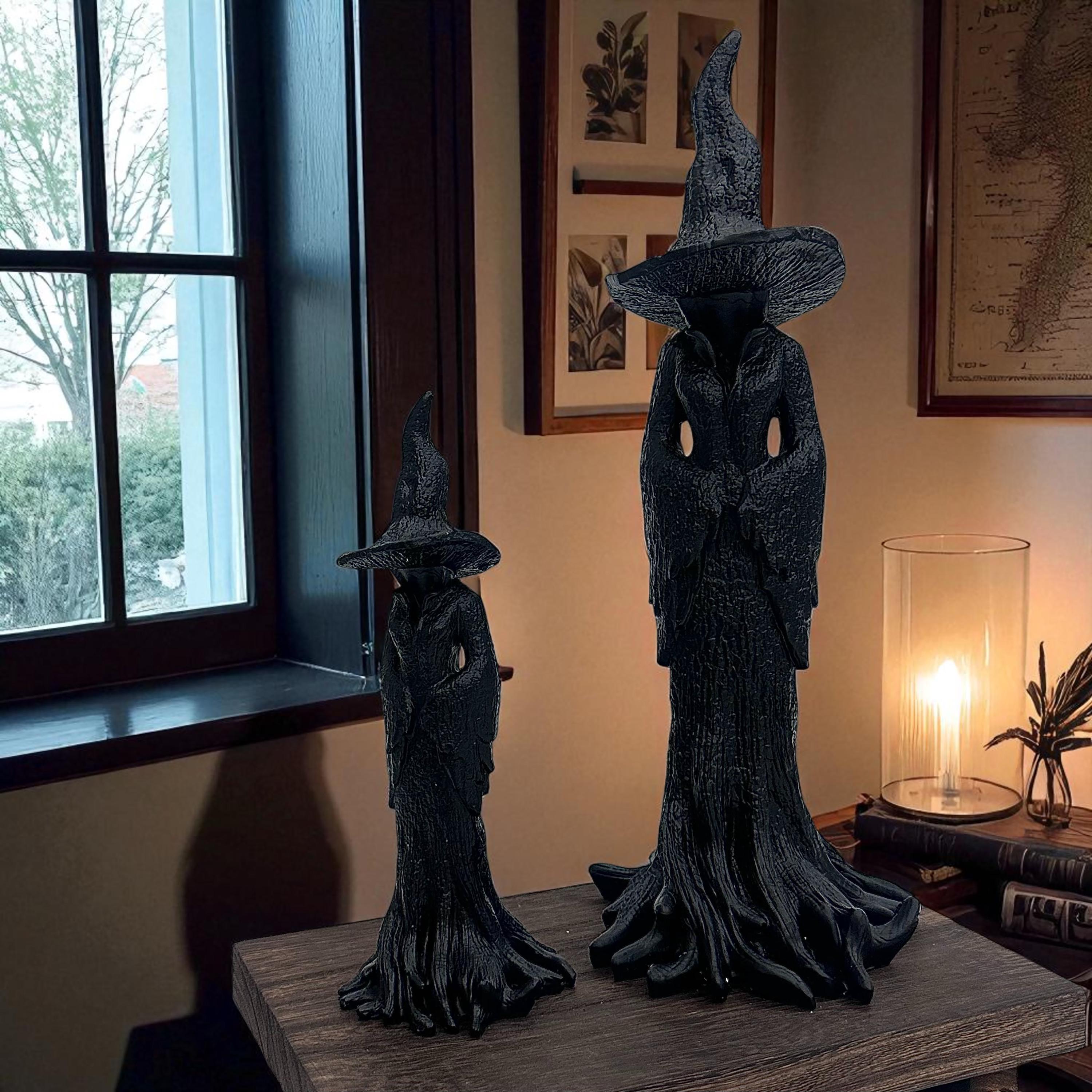 Cracker Barrel Witch Statue | Halloween Black Witch Figurine | Retro Magician Dark Fantasy Decor | Halloween Gift