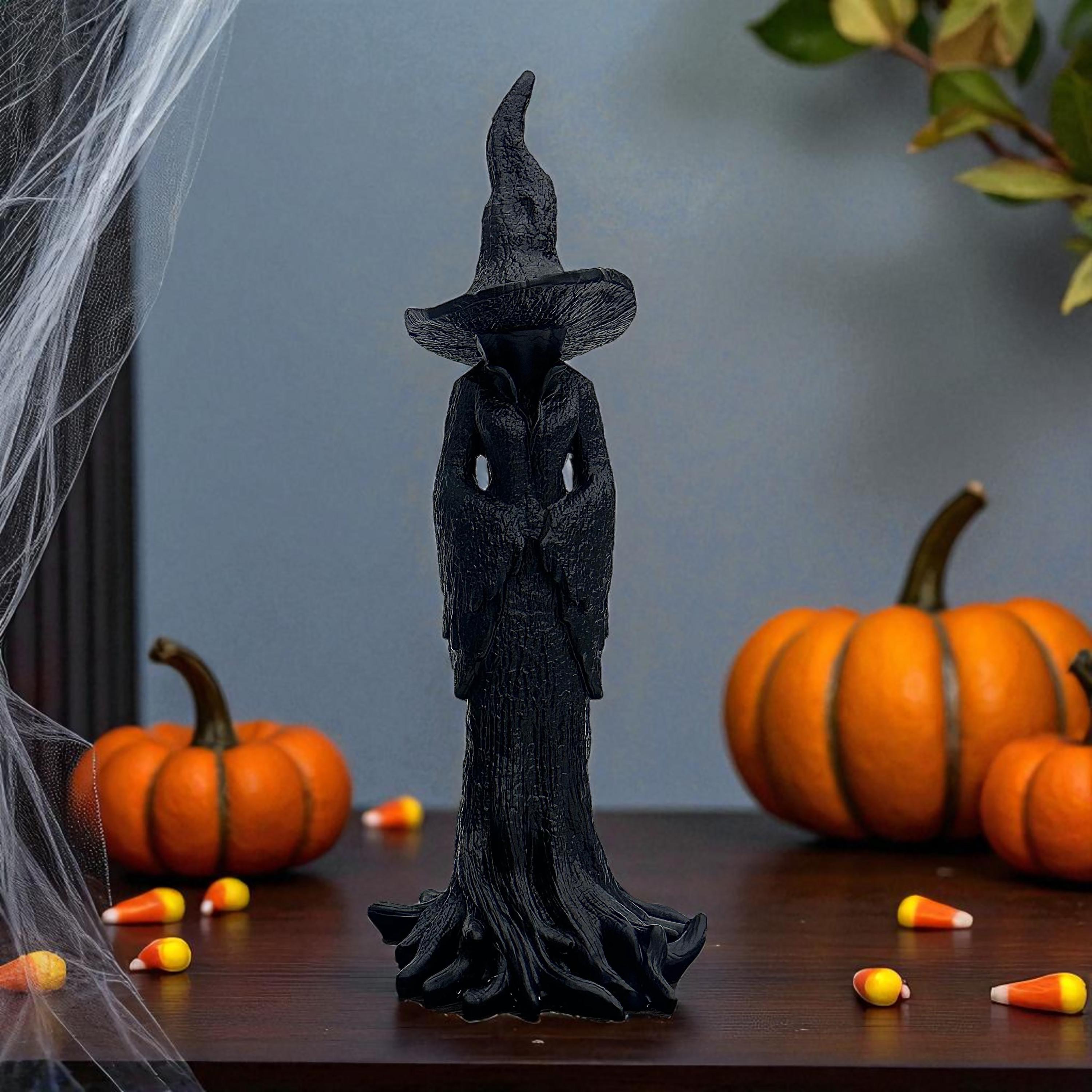 Cracker Barrel Witch Statue | Halloween Black Witch Figurine | Retro Magician Dark Fantasy Decor | Halloween Gift