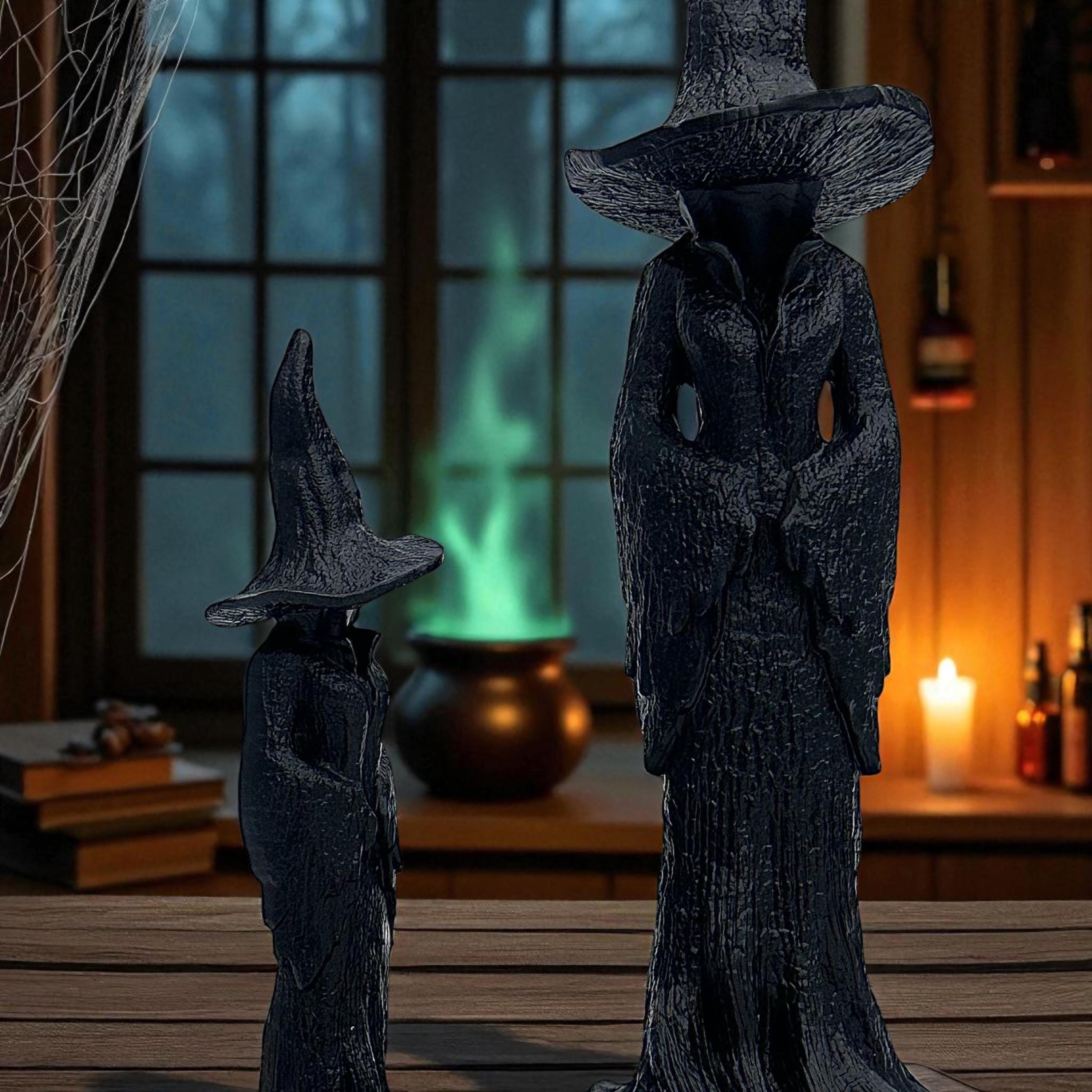 Cracker Barrel Witch Statue | Halloween Black Witch Figurine | Retro Magician Dark Fantasy Decor | Halloween Gift