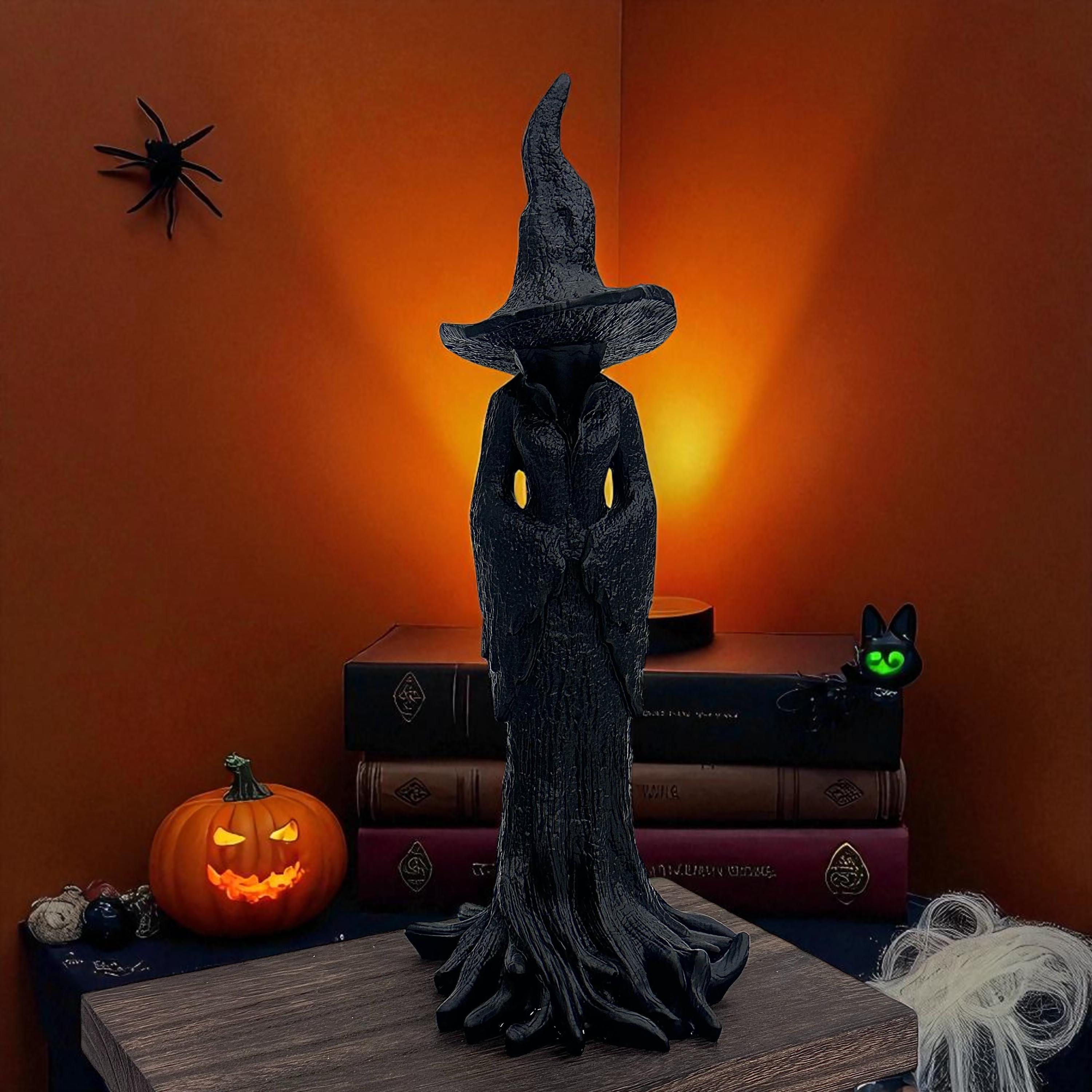 Cracker Barrel Witch Statue | Halloween Black Witch Figurine | Retro Magician Dark Fantasy Decor | Halloween Gift