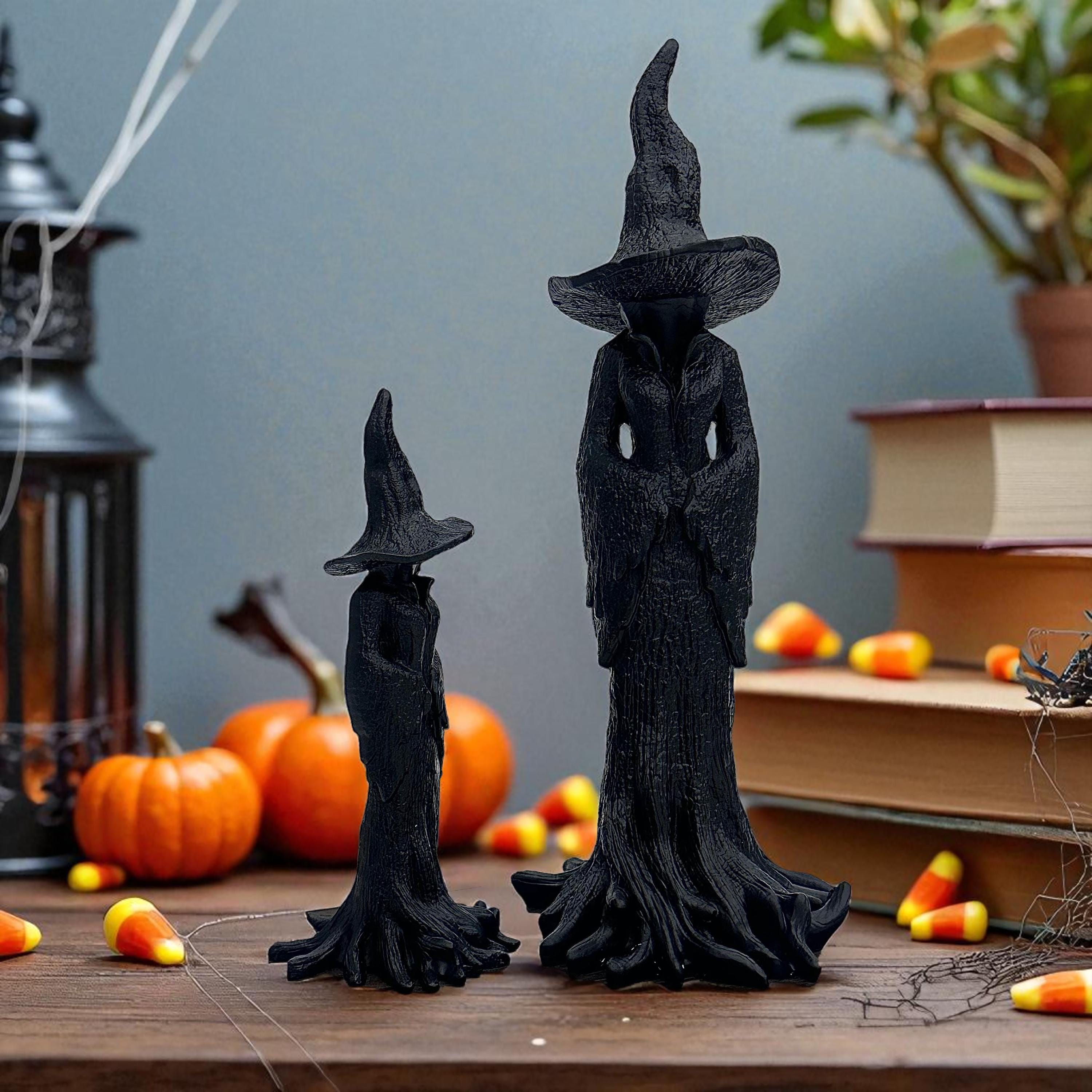 Cracker Barrel Witch Statue | Halloween Black Witch Figurine | Retro Magician Dark Fantasy Decor | Halloween Gift
