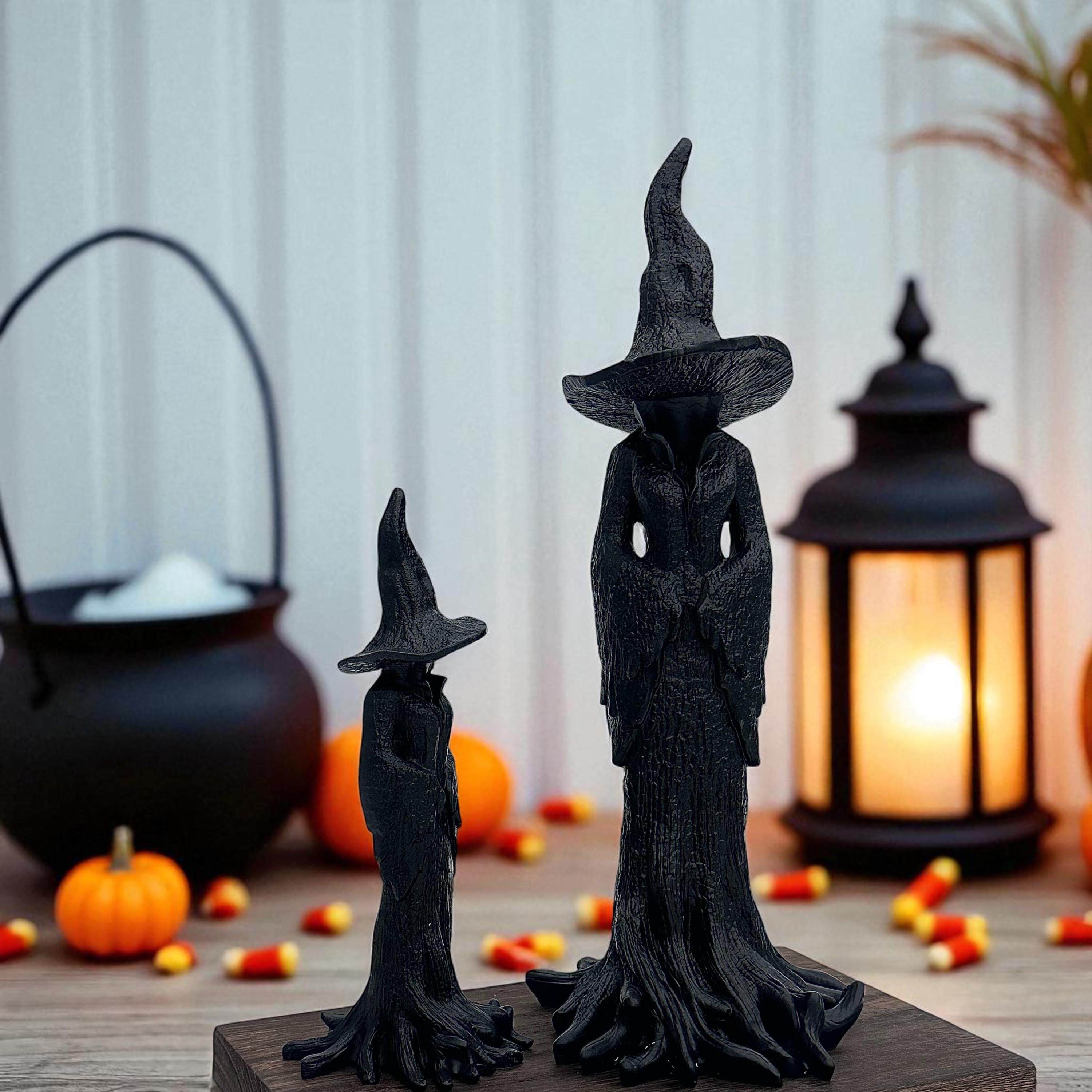 Cracker Barrel Witch Statue | Halloween Black Witch Figurine | Retro Magician Dark Fantasy Decor | Halloween Gift