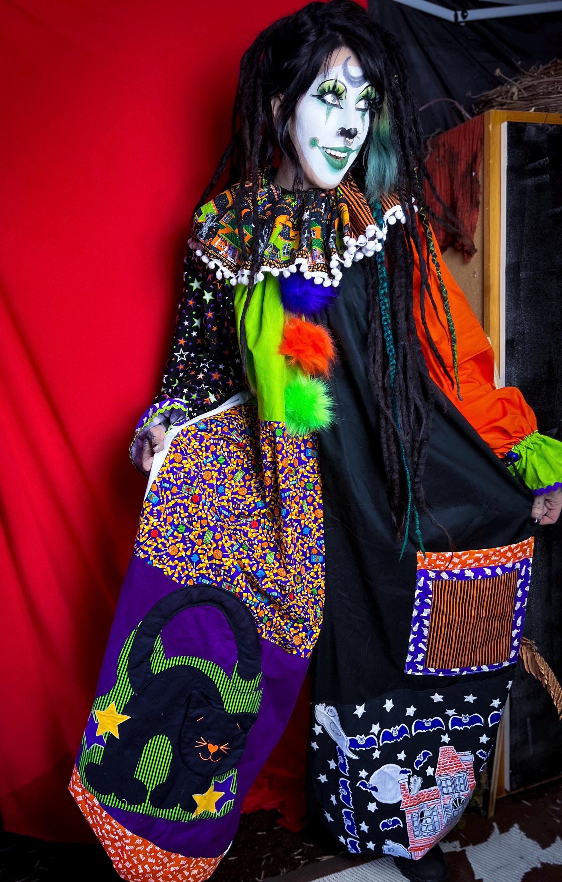 adult pastel clown dress costume VK Freakshow Harlequin Clown Kei Clowncore Polka Dot Clown Halloween Costume Dress Small to Plus Size