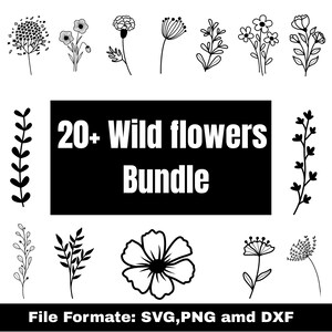 Wildflower Svg Bundle,Flower svg,Floral svg Bundle, minimalist flower bouquet tattoo, Floral svg,Botanical svg,nature svg, flower sketch svg