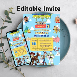 Watercolor Toy Story Birthday Invitation, Toy Story Birthday Party, Kids Digital Invitation, Kids Birthday Party, Instant Download