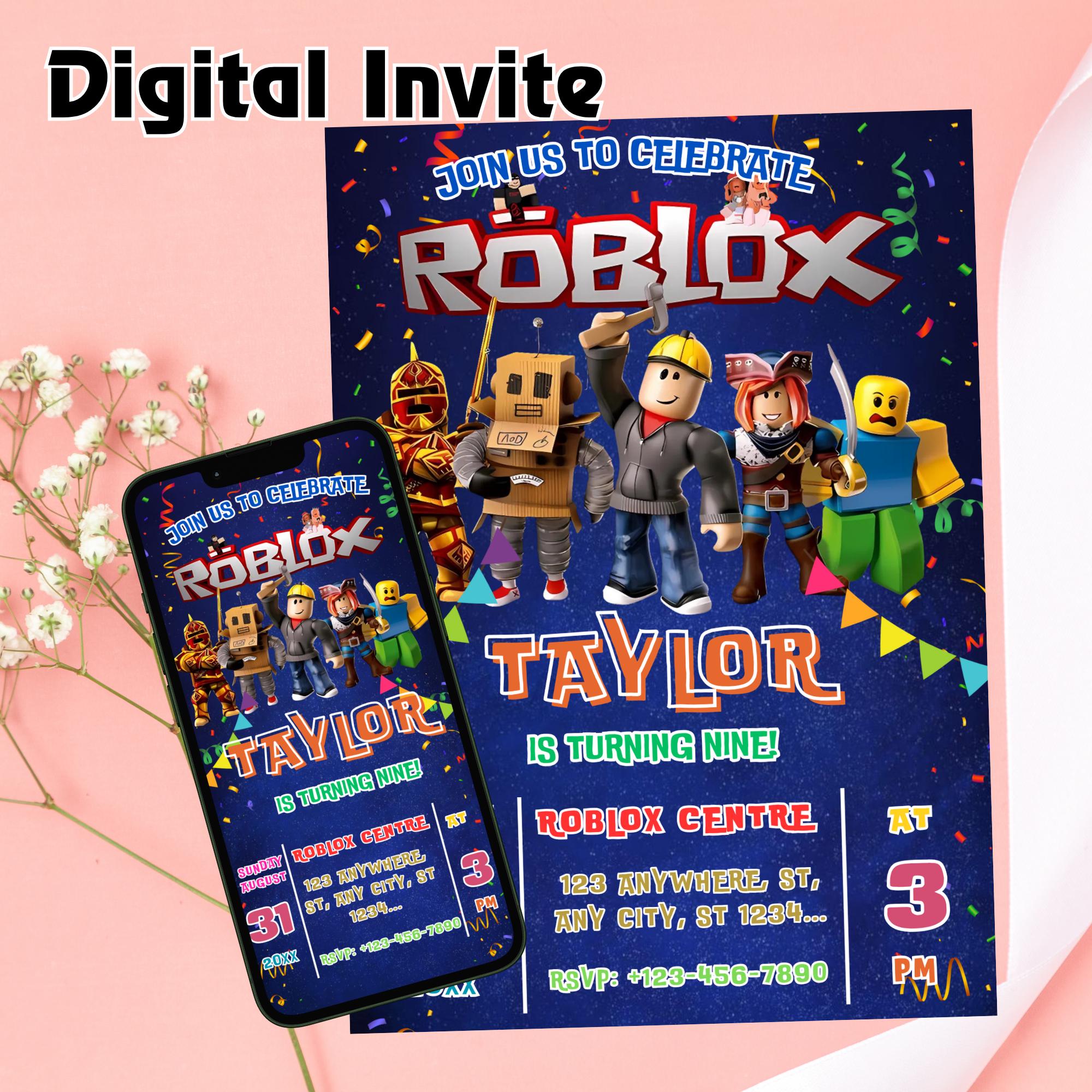 Editable Roblox Birthday Invitation Template: Digital Party Card (5x7 ...