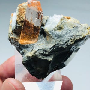 Outstanding Clear TOPAZ Crystal with Calcite Matrix - Natural- Complete - specimen