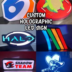 Letrero LED holográfico personalizado - Decoración de videojuegos retro - Caja de luz RGB impresa en 3D
