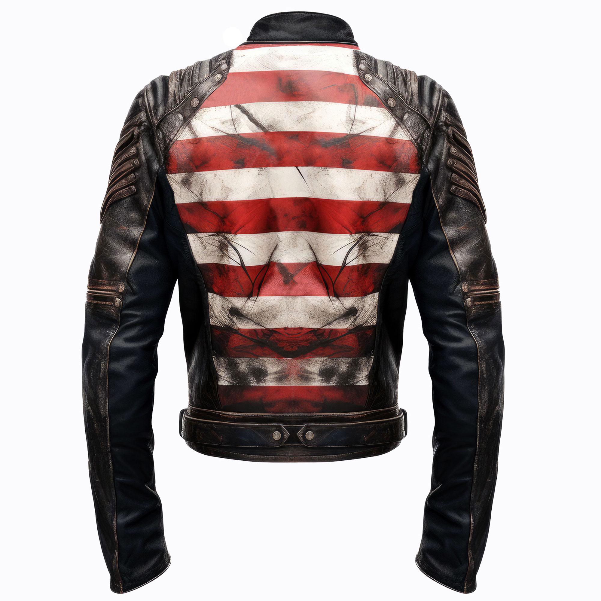 アメリカ国旗刺繍 ブラックレザーライダースジャケット RIDERS JACKET / ライダースジャケット 】“ Rich Sher 50s RIDERS